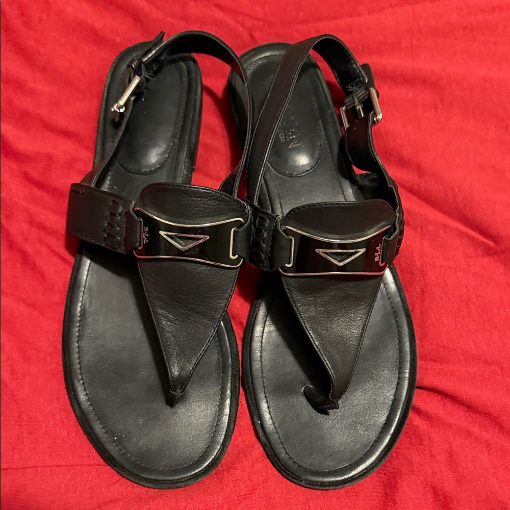 Polo by Ralph Lauren Black Leather Sandals